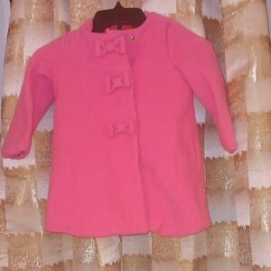 GAP Kid's Bright Pink Pea Coat with Bow Details
